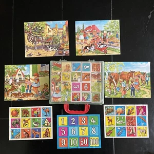 Vintage 50s German Picture Blocks Farm Scenes Horse Weiner Dog Hermann Eichhorn - Picture 1 of 12