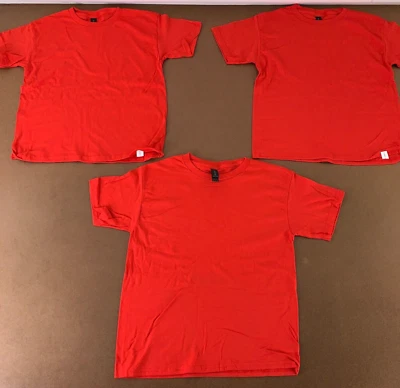 Lot of 3 Gildan Heavy Cotton Youth Medium Red Short Sleeve Crew Neck T-Shirt New - Image 1 of 4