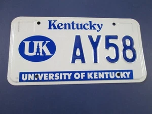 EIN KENTUCKY COLLEGIATE NUMMERNSCHILD. # AY58. UNIVERSITY of KENTUCKY. NOS. 2003 - Bild 1 von 3