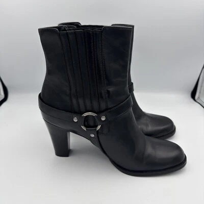 Женские черные кожаные сапоги на каблуке NINA, без застежек до середины икры, размер США 10 - Изображение 1 из 4