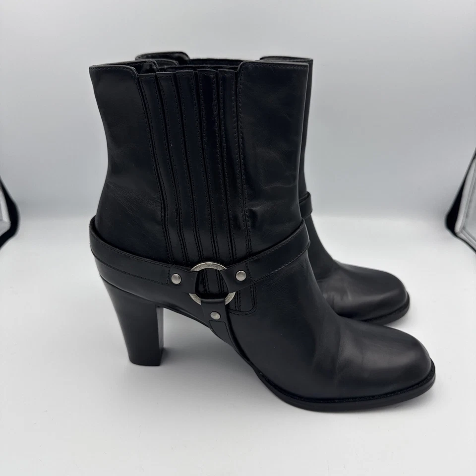 Botas de tacón de cuero negras NINA para mujer, media pantorrilla, talla US 10 Foto 1 de 4