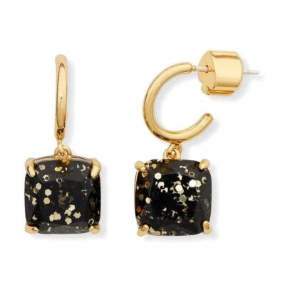 NUEVO CON ETIQUETAS Pendientes Huggies Kate Spade Mini Cuadrados Brillo $38 Oro Negro Foto 1 de 4