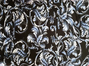 3 Metres Jersey Fabric Blue & Black Feather Pattern - Width 66" - Picture 1 of 2