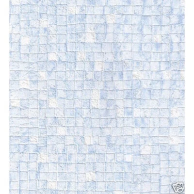 Faux Blue Mosaic Tile Textured Thick Vinyl Wallpaper VYMURA Platinum 40-132A - Image 1 of 4