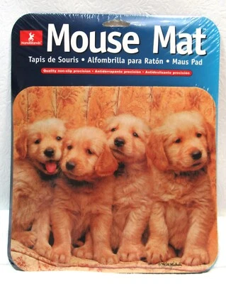 Puppies Mousepad Golden Retriever Mouse Mat HandStands Vintage New - Image 1 of 4