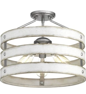 Progress Lighting P350049 Gulliver 3 Light 17"W Semi-Flush - Galvanized Finish - Picture 1 of 8