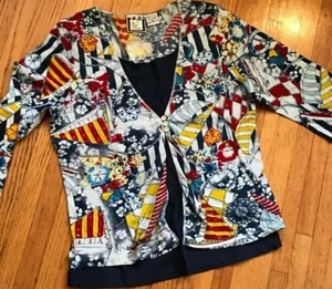 Take Two Damen Größe Medium gestreiftes 3/4 Arm Shirt 2 in 1 maritim - Bild 1 von 7