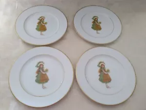 Vintage Holly Hobbie 1974 Green Girl Pattern 6 3/4" Luncheon Plates - Set of 4 - Picture 1 of 12