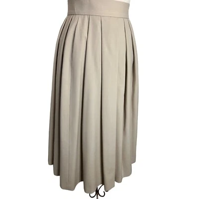 Falda midi plisada vintage Jaeger pura lana tostada talla 8 Y2K profesional Foto 1 de 4