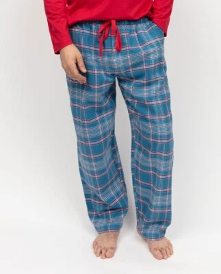 Cyberjammies Pyjama Bottoms Cotton Mens Montana Blue Brushed Check LAST ONES