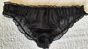 Süßes schwarzes tief geschnittenes Babydoll-Stil Rüschenhöschen - Rüschenschlüpfer S UK 8 US 4 - Bild 1 von 9