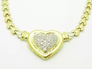 Collana Cuore Vintage Oro Giallo 18k Pavimentazione Diamante 21,9 Grammi 0,50ct Regalo - Foto 1 di 12