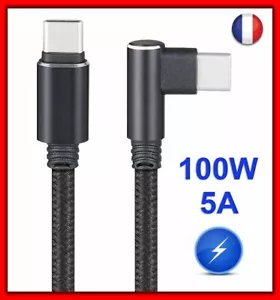 Câble Recharge Type C à Type C 100W 5A Coudé Pour One plus 6/Samsung S9/S9+/S8 - Imagen 1 de 4