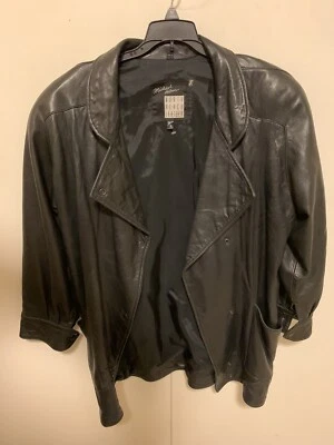 Vtg 80s Michael Hoban North Beach Leather Black Jacket Cropped Womens 7/8 - Image 1 of 4