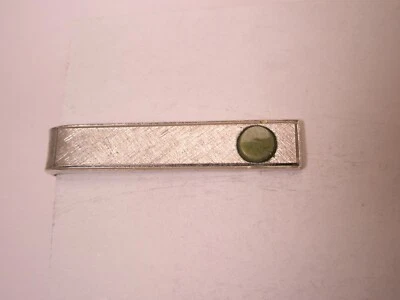 1-7/16" Genuine Green Jade Stone Vintage Quality SHIELDS SMALL Tie Bar Clip - Image 1 of 4