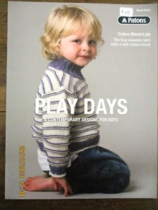 PATONS Book No. 8016 - PLAY DAYS - 6 DESIGNS FOR BOYS- SIZES 1 to 6 YRS~ - Picture 1 of 11