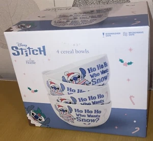 DISNEY STITCH 4 CEREAL BOWLS MERRY STITCHMAS ' HO HO HO' BNIB XMAS CHRISTMAS NEW - Picture 1 of 9