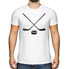 ICE HOCKEY DISTRESSED PRINT MENS T-SHIRT VINTAGE STYLE TOP JERSEY STICK GIFT