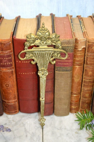 Antique French Brass Decorative Pediment Trim Mount Urn Vase with Fruit Cover