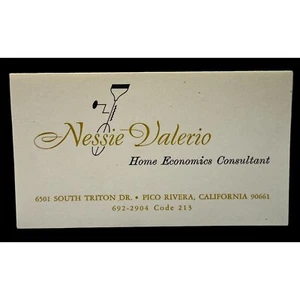Tarjeta de visita de colección años 60 Nessie Valerio consultora de economía doméstica Pico Rivera CA - Imagen 1 de 6