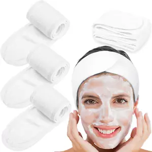 Spa Facial Headband Head Wrap Terry Cloth Headband 4 Counts Stretch Towel for Ba - Picture 1 of 12
