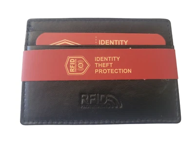 Genuine Leather Slim Front Pocket RFID Blocking Secure Credit Card Case Wallet - Image 1 of 4
