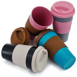 Coffee to Go Becher 350ml Kaffeebecher Kaffee Tee Trinkbecher Silikonring bunt - Bild 1 von 24