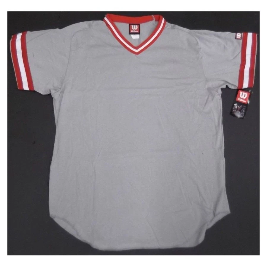Wilson A4595 Grey V-Neck Throwback Jersey Adult (USWS) - Image 1 of 1