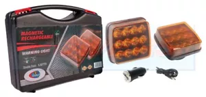 Wireless Rechargeable Magnetic LED R10 R65 Flashing Amber Warning Lights 12v/24v - Picture 1 of 3