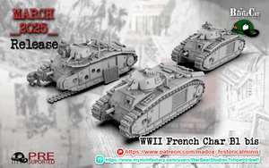 28mm WW2 French Char B1 Bis & Crew - Panzerkampfwagen B-2 740 (f) - Bolt Action - Bild 1 von 4