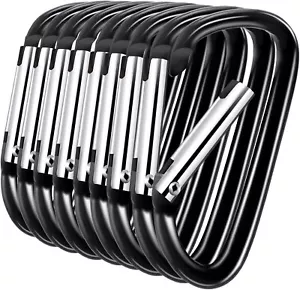 100 PCS Carabiner Clip,1.8" Aluminum Caribeaner Clip,Small Black  - Picture 1 of 7