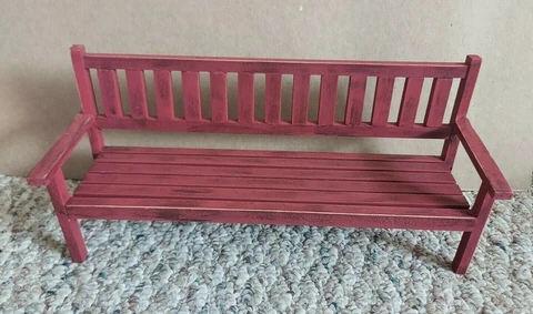 Pair of Wall Hanging Decor Wood Mission Benches Shelves Red Cover