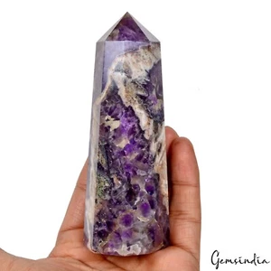 Natürlicher Amethyst Kristall Turm - 300 g polierter Heilpunkt Stab, 121 x 40 mm Größe - Bild 1 von 8