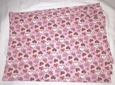Valentine's Day Placemats Red Pink White Hearts Silver Glitter Set of 4 - Image 1 of 4