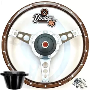 Kit de montaje de volante y jefe de 15" borde de madera prensa de bocina MG MGA MGC 1100 1300 - Imagen 1 de 4
