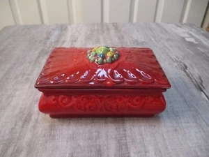 Mid Century Vintage Red Brayton Laguna California Pottery Trinket Box Ceramic - Picture 1 of 9
