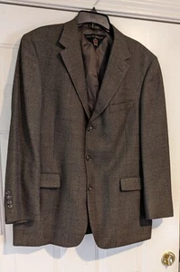 Tommy Hilfiger Blazer Mens 43R Brown Tweed Wool Sport Coat 3 Button Jacket - Picture 1 of 5
