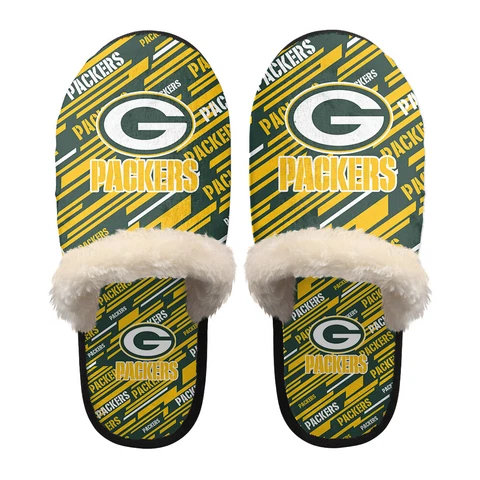 Green Bay Packers Plush Slippers Unisex Winter Non-slip Fluffy House Shoes Gifts Cover
