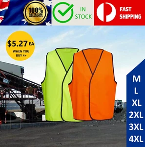 15% OFF CODE MAYPLF M L XL 6XL Hi Vis Viz Fluro Safety Work Wear Tradie Vest - Picture 1 of 2