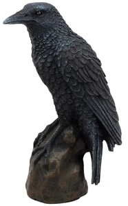 Ebros Gothic Raven Statue Crow Scavenger Bird Perching on Rock Figurine 6"H - Picture 1 of 12