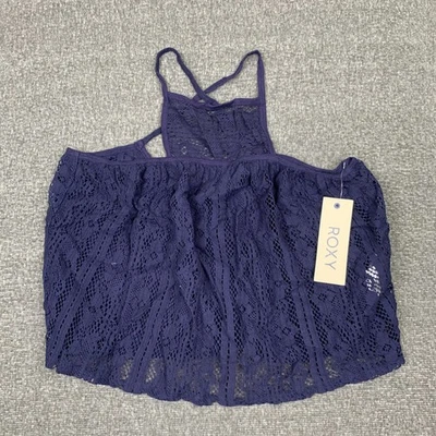 Roxy Poppy Valley Tank Top Womens XS Navy Blue Boho Lace Cute Festival NWT - Image 1 of 4