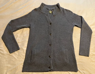 Eddie Bauer Women's Medium Gray Cardigan Sweater :Pima Cotton Blend with Pockets - Image 1 of 4