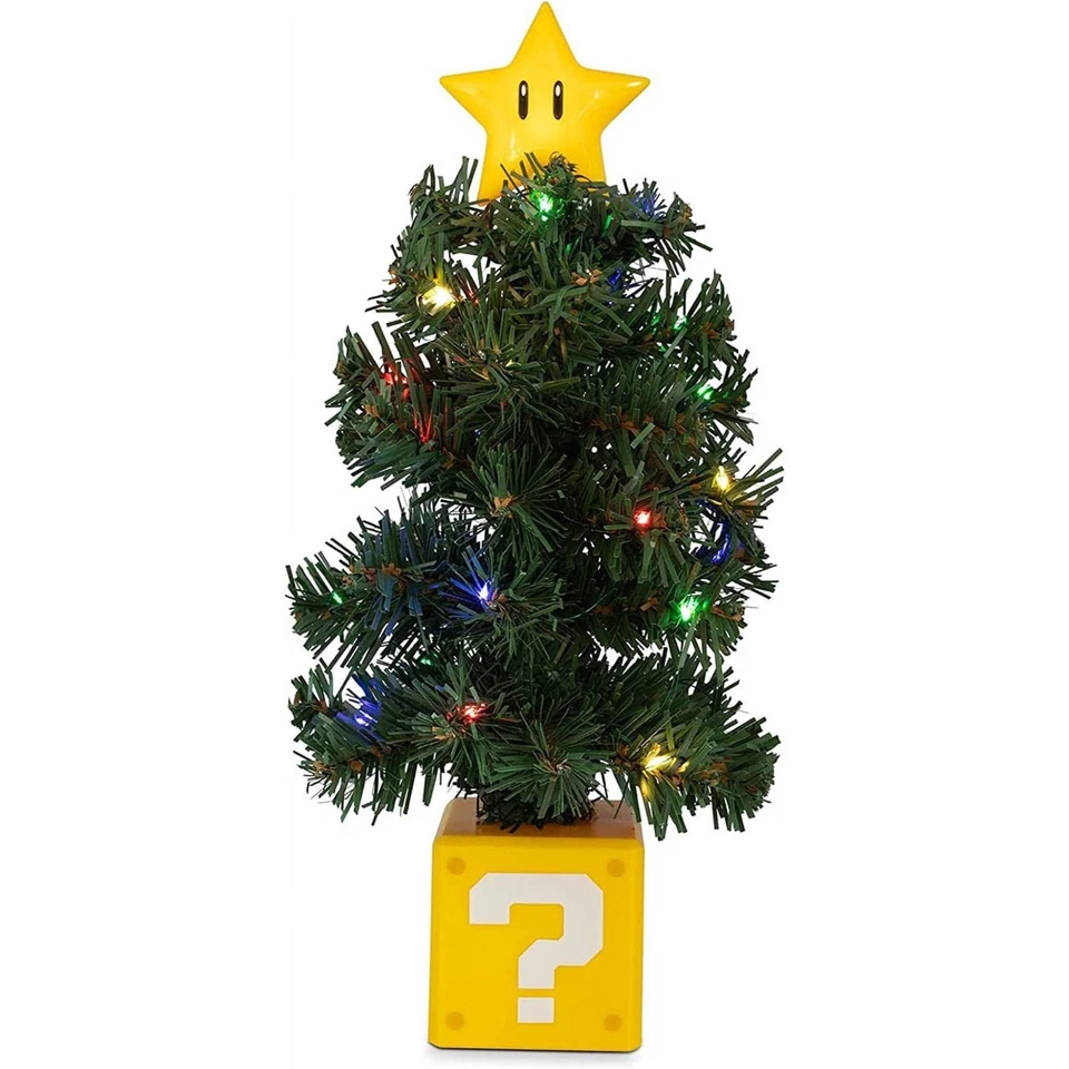 Nintendo Super Mario Bros Star LED Light Up 10 inch Desktop Christmas Tree