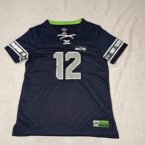 Seattle Seahawks Shirt L Womens Mesh Short Sleeve Blue Football 12 Fan Tailgate - Picture 1 of 9