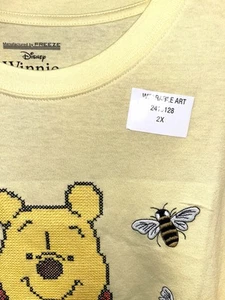 Winnie Pooh Shirt 2X Large Yellow Bee Embroidery Disney T-shirt Top NEW - Picture 1 of 9
