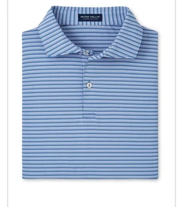 Peter Millar Brook Blue Bowman Performance Jersey Striped Polo Shirt XL Golf - Bild 1 von 4