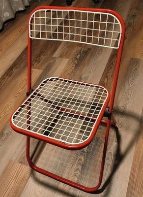 Silla Arco Iris Rojo Blanco Esmalte Acero Rejilla Alambre Silla Plegable  Foto 1 de 4