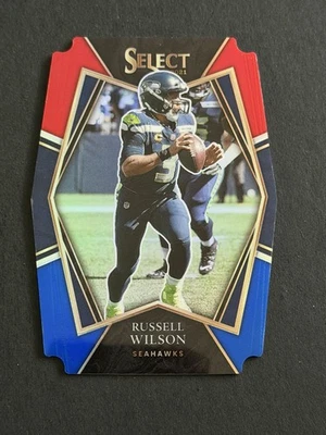 2021 Panini Select #130 Russell Wilson Red and Blue Prizm Die Cut Seahawks - Image 1 of 2