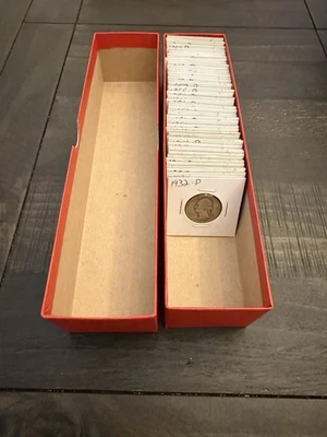 50 серебряных двадцатипятицентовиков США + 2 четверти пруф (лот из 52 монет) поставляются с коробкой - Изображение 1 из 4