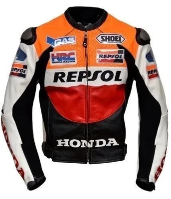 Honda Repsol Motorbike RacingRiding Real Leather Motorcycle CE Protect Jacket - Image 1 of 4